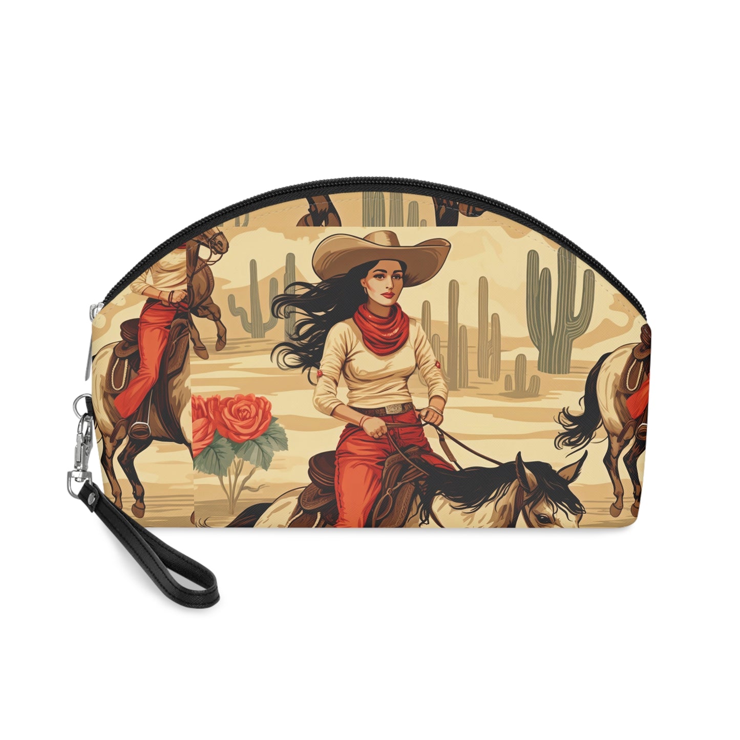 Vintage Rodeo Cowgirl Beauty Pouch, Wild West Chic Edition Makeup Bag | Retro Western, Gift for Horse Lover, Rodeo Cowboy Party