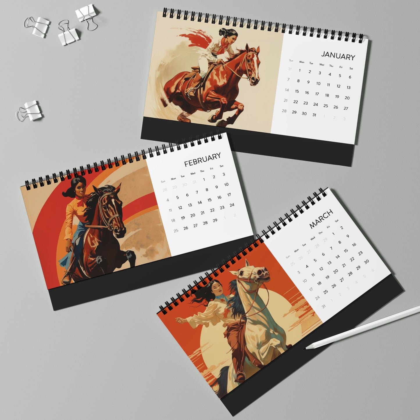 Prize Pony Rodeo Theme Desktop Calendar (2024 grid)